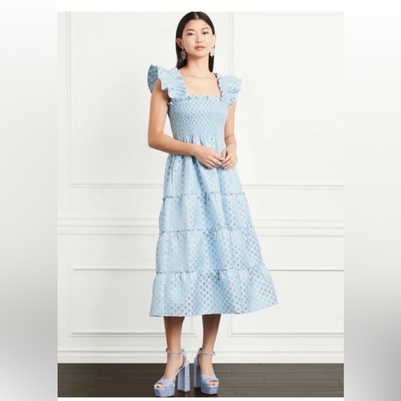 Hill House Home Ice Blue Brocade Ellie Nap Dress XS - Picture 8 of 10